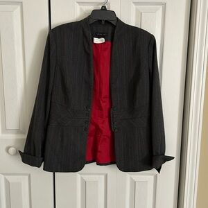 Vintage 2 piece Y2K business blazer and slacks ladies sz 12 gray light stripe